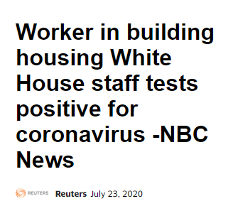 路透社：一名白宫办公大楼自助餐厅的员工的新冠病毒检测呈阳性。